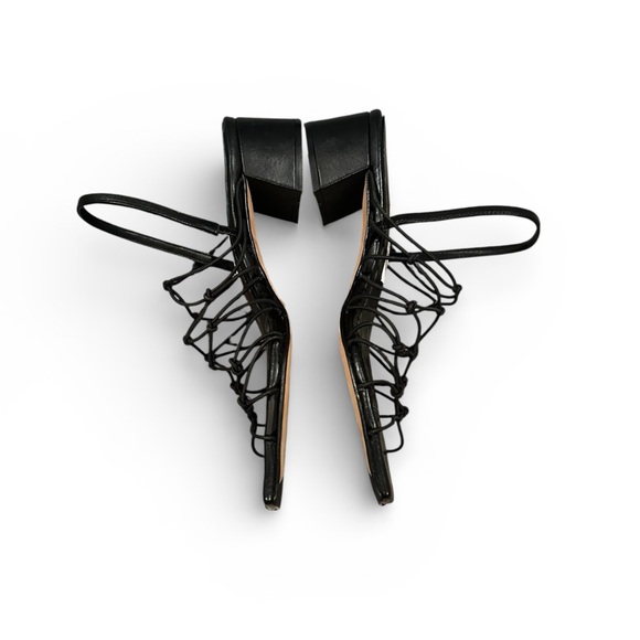 Miista Frida Strappy Sandals Block Heel Square Open Toe Black 40 - Picture 4 of 10